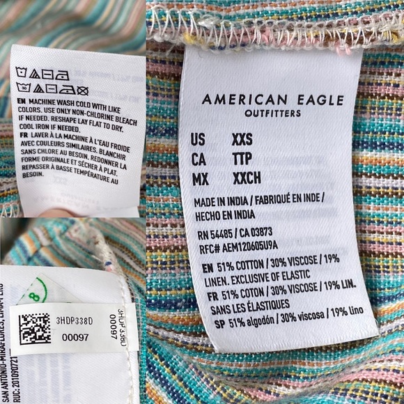 American Eagle AEO Ladies' Sundress Striped Smocked Button-Down Midi Dress XXS - Picture 12 of 12